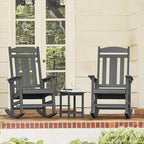 LUE BONA Outdoor Rocking Chairs Set, 3-Piece, HDPS Poly Porch Rockers with Table, Plastic Weather Resistant Rocking Chair Set for Outdoor Indoor, Garden, Backyard, 350lb, Gray Chairs+Table
