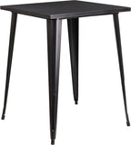 Metal Bar Height Dining Table, 31.5" Square Black-Gold