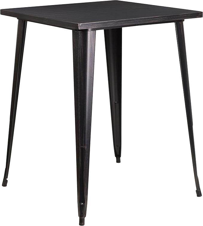 Metal Bar Height Dining Table, 31.5" Square Black-Gold