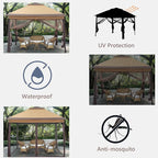 GDY 11x11 Pop Up Canopy Tent, Outdoor Canopy with Netting, Outdoor Gazebo for Backyard, Tent with Handbag, Brown.
