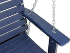 Poly Lumber 3-Seat Porch Swing, HIPS 5-Feet Bench Swing with Foldable Cup Holders,18/8 Stainless Steel Hardware, High Backrest and Deep Contoured Seat (Navy Blue, 5-feet)