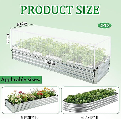 2 Pack Garden Netting for Raised Beds, 74.8" x 39.3" x 19.6" Garden Bed Insect Bird Netting Cover, Raised Garden Bed Plant Cover Mesh Pest Barrier Screen for Protecting Vegetables Fruits Flowers
