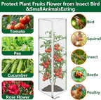 2 Pcs Garden Bird Netting for Triangle Plant Cage, 59" x 20" x 20" Tomato Cage Garden Net Cover with Zipper, Tomato Trellis Insect Bird Barrier Protection Mesh for Vertical Climbing Plant Vegetable
