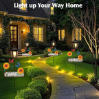 Lewondr Solar Garden Lights Butterfly, 37.4 Inch Solar Lamp Post Light with Welcome Sign & Butterflies, Outdoor Waterproof Solar Stake Lights for Yard Porch Patio Pathway Gardening Gifts, 2 Pack