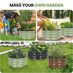 G GOOD GAIN Round Raised Garden Bed - 1Pc 2x2x1ft Galvanized Steel Planter Boxes Outdoor with Rubber Edge Trim | Metal Raised Beds for Gardening Vegetables Flowers Fruits Herbs (Olive Green)
