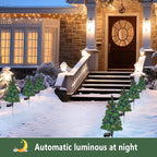 4PCS Solar Christmas Tree Garden Stake Lights Outdoor Waterproof Pathway Lights Xmas Tree Light for Lawn Patio Yard Front Porch Christmas Decor