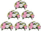 Artificial Flowers: Pink and White Silk Rose Ball Centerpieces
