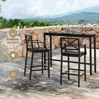 Outdoor Bar Table, 55" Patio Bar Height Counter Console Table, Black Waterproof HDPS Slatted Top and Bronze Leg, Weather Resistant, Hot Tub, Balcony, Yard, Indoor or Outdoor Use