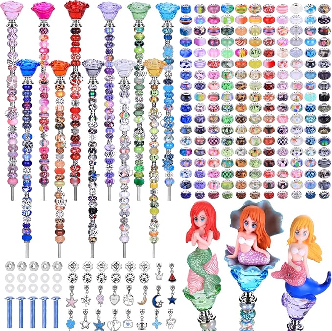 Decorative Garden Stakes Kit, 238 Pcs Fairy Wand DIY Set, Rose Flower