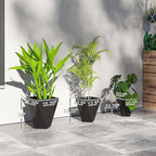 Outsunny Set of 3 Tall Planters, 18", 15.25", 11.75", MgO Indoor Outdoor Planters with Drainage Holes, Stackable Flower Pots for Garden, Patio, Balcony, Front Door, Black