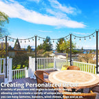 AILBTON 4.8Ft String Light Poles 8 Pack,Light Poles for Outside Lights,Outdoor with Fence Brackets Hanging Lights,Metal Stand Deck Patio Backyard