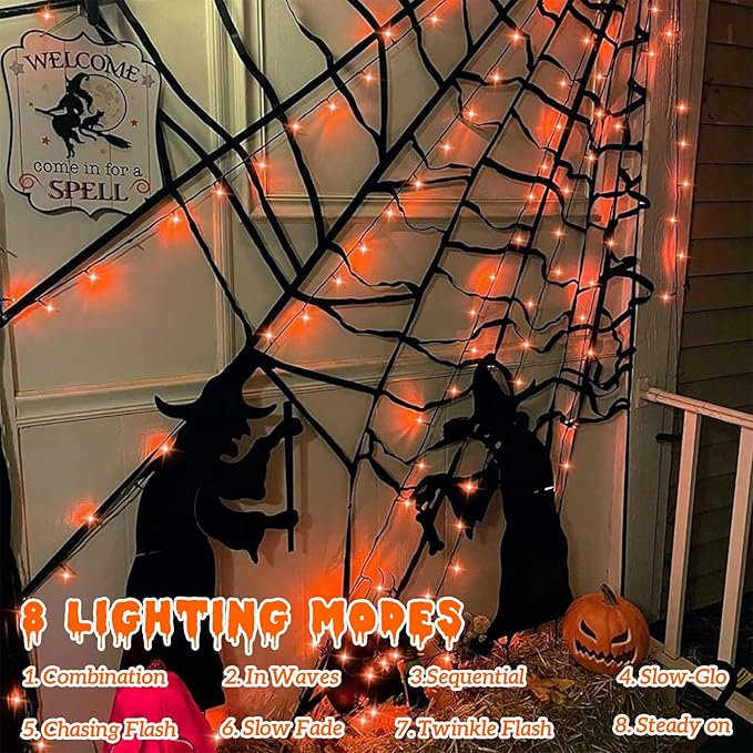String Lights 165ft 500 LED Orange with 8 Modes and Timer