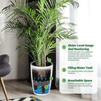 16 in Tall Planters Set of 2, Plant Pots, Self Watering Pots for Indoor Plants, Flower Pots with Built-in Drainage and Visual Water Level Design, for Patio, Porch, Living Room, or Home Office, White
