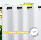 NICETOWN Canvas White Outdoor Curtains for Patio Waterproof, Silver Rustproof Grommet Top Privacy Protection Sun Block Indoor Outdoor Curtains/Drapes for Cabana, W55 by L95, 2 Panels