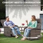 Belord Dual-Adjust Outdoor Swivel Recliner Chair – Wicker Reclining Patio Chair with Adjustable Backrest and Footrest, All-Weather Wicker Chaise Lounge Chair Outdoor for Pool Deck (2.0)
