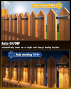 Solar Fence Lights 12 Pack, 50 Lumens Outdoor Fence Solar Lights with 12 Modes RGB Color Glow LED Solar Lights Outdoor Waterproof, Solar Lights for Patio, Backyard, Deck, Fence, Railing.