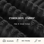 63" Chaise Lounge Chair Indoor, Set of Convertible Sleeper Sofa Couch with Throw Pillows & Side Pockets, Corduroy Upholstered Oversized Sofa Bed with Armrests for Living Room Bedroom, Black