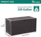 YITAHOME 100 Gallon Outdoor Storage Box, Large Water Resistant Resin Deck Box - Image 7