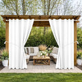 Water Proof Outside Curtains with Grommet Top for Porch, W84 x L84 Thermal Insulated Washable Light Block Outdoor Divider Drapes for Patio Gazebo Deck Pool Area Pergola Cabana (2 Panels)
