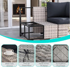 13-Piece Outdoor Patio Furniture Set with 55,000 BTU Fire Pit Table, PE Wicker Rattan Sectional Sofa Patio Conversation Set with Coffee Table, Dark Grey