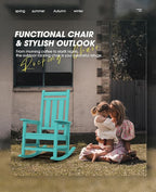 KINGYES Oversized Outdoor Rocking Chair, All-Weather Patio Rocking Chairs for Porch, HDPE Outdoor Patio Rockers with High Back & Wide Seat for Garden, Lawn, Aruba