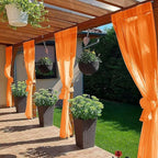 SpaceDresser Waterproof Outdoor Sheer Curtains for Patio - 2 Panels Rod Pocket Indoor Voile Sheer Curtain for Living Room,52W x 84L inch, Orange