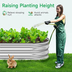 GreatBuddy Galvanized Raised Garden Bed 8×2×1ft, Easy Assembly Outdoor Metal Planter Boxes for Vegetables, Flower, Herb, Anti-Rust& Weather-Resistant, Oval, Silver