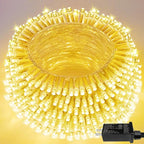 Christmas Lights Indoor Outdoor, Clear Wire 66Ft 200 LED String Lights for Bedroom, 13 Modes Twinkle Fairy String Lights for Xmas Tree Wedding Party Bedroom Garden Decorations (Warm White)