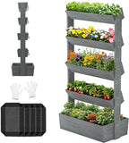 Wooden Vertical Raised Garden Bed, 5 Tier Garden Planters Raised Beds Freestanding Plant Stand Flower Rack Wooden Planter Box for Plants Herbs Flowers Vegetables Outdoor Indoor Gardening
