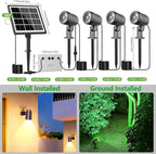 CLY 4-in-1 Solar Spot Lights Outdoor Color Changing, Solar Landscape Spotlights RGB Lighting IP66 Waterproof 45.93ft Cable Auto ON/Off Adjustable Garden Spotlight for Yard, Garden, Pool, Lawn, Statue