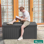YITAHOME 120 Gallon Outdoor Storage Deck Box, Large Resin Patio Storage for Outdoor Pillows, Garden Tools and Pool Supplies, Waterproof, Lockable, (Dark Grey)
