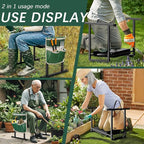 FLINTER Garden Kneelers Seat, Stable and Save Tip-Resistant Design 10.2" Wider Garden Kneeler and Seat with Handle, Heavy Duty Gardening Stool for Seniors, Gardening Weeding Bench for Parents - Black