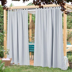 NICETOWN 2 Panels Outdoor Curtainss for Patio Waterproof, Thermal Insulated Detachable Tab Top Sunlight Block Outdoor Dividers Room Darkening for Porch/Yard/Cabana, W84 x L95, Greyish White