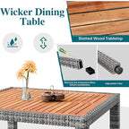 Shintenchi 5 Piece Patio Dining Set, Wicker Patio Conversation Set with Wooden Table Top, Outdoor Table and Chairs with Soft Cushions for Backyard, Deck and Garden, Grey Wicker