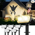 LETMY Solar Spot Lights Outdoor Waterproof with Bigger LED, 4 Pack 135°Adjustable Solar Lights Outdoor, 2-in-1 Wall Lights & 2 Modes Landscape Spotlights for Tree Yard Pathway Garden Decor(Warm White)