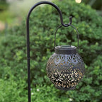 Set of 2 Solar Lantern Outdoor Hanging Decorative Lights for Garden Patio Porch Decorations. (Black)