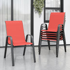 Patio Chairs Set of 6, Stackable Outdoor Dining Chairs for All Weather Textilene Fabric & Metal Frame, Outdoor Chairs Set for Backyard Deck Garden