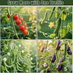 Miory Cucumber Trellis for Raised Beds, 48 x 63 Inch Metal U-Frame Garden Trellis for Climbing Plants Outdoor with Climbing Net, Plant Support for Cucumber Tomato Bean Pea