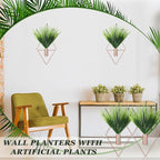 2 Pieces Wall Decor Hanging Planters with Artificial Plants Metal Hanging Vase Indoor Plants Holder Modern Boho Wall Art for Bathroom Bedroom Living Room Decor(Rose Gold,Aquatic Plant)