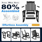 Devoko PP Material Rocking Chair Outdoor Indoor All Weather High Back Patio Rocker for Adult Heavy Duty Rocking Chair for Patio Backyard Porch Garden (Heavy Duty, Black)