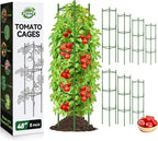 Halatool 8 Pack Tomato Cages for Garden,Up to 48in(4FT) Adjustable Tomato Cage,Garden Stakes Tomato Trellis for Pots,Tomato Plant Support for Raised Garden Bed&Climbing Vegetables Flowers(Green)