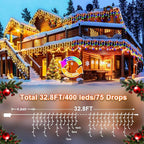 String Lights, 400 LED, 33 ft, Color Changing Warm White to Multicolor