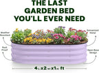 Plant & Plot Galvanized Raised Garden Beds Outdoor // 4×2×1 ft (2-Pack) Planter Raised Beds for Gardening, Vegetables, Flowers (Lavender) // Large Metal Garden Box