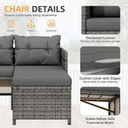 Shintenchi 3-Piece Outdoor Patio Furniture Sets, Wicker Patio Conversation Sets, All Weather Wicker Rattan Patio Seating Sofas with Glass Coffee Table and Cushion, Gray