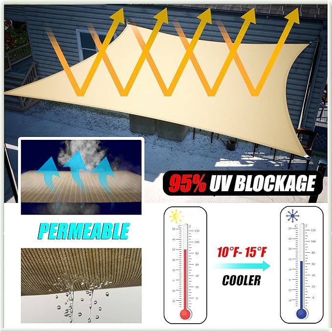 Amgo Custom Size 10' x 13' x 16.4' Red Right Triangle Sun Shade Sail Order to Make Canopy Awning UPF50+ AGSLT, 95% UV Blockage, Water & Air Permeable, 200GSM Commercial Standard (We Customize)