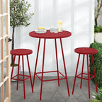 Best Choice Products 3-Piece Patio Dining Set, Bar Height, Outdoor Bistro Set, Outdoor Round Bar Table w/ 2 Bar Stools, Steel - Red
