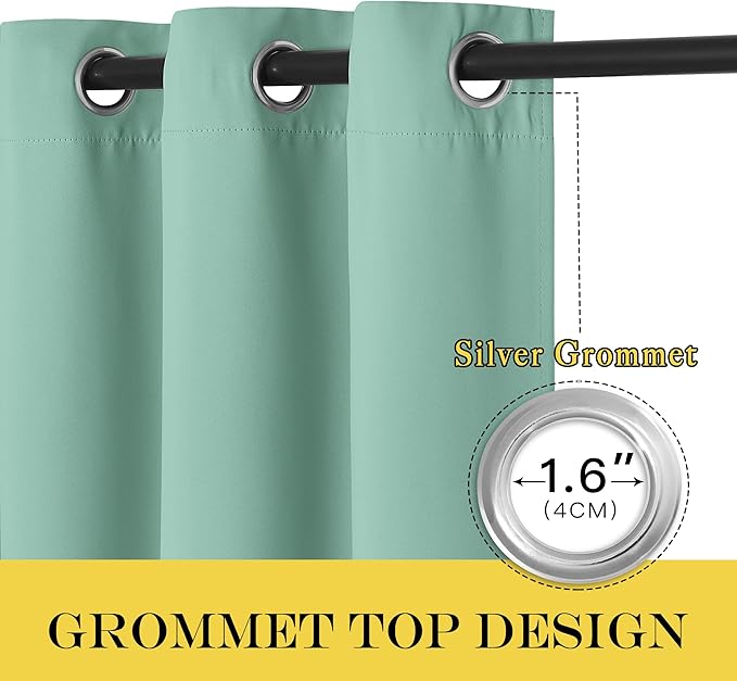NICETOWN 84 inch Sliding Door Curtains for Bedroom, Grommet Thermal Insulated Blackout Window Treatment Sound Reducing Drape for Living Room, Aqua Blue, 1 Panel, W100 x L84