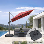 PURPLE LEAF 8 Feet Square Cantilever Umbrella Patio Umbrella with Base Outdoor Umbrella Aluminum Offset with 360-degree Rotation for Garden Deck Pool Patio Terra