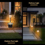 Solar Lamp Post Light with Planter, Matte Black Outdoor Flower Pots with Mosaic Glass, 2 in 1 Waterproof Solar Outdoor Lights for Porch Front Door Patio