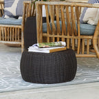 Household Essentials Handwoven Resin Storage Stool Ottoman, 16" Dia. x 9" H, Brown